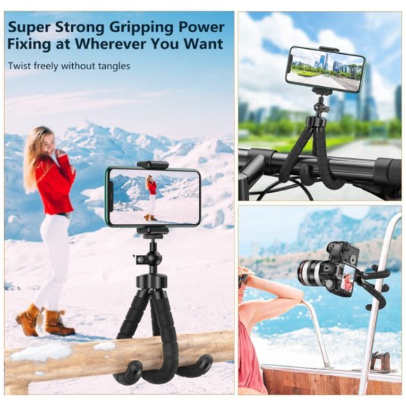SKYBD Phone Tripod, Portable and Flexible Tripod with Wireless Remote and Clip, - Picture 5 of 6